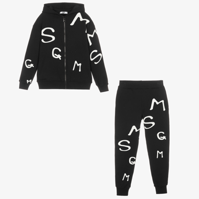 Msgm Teen Boys Black Logo Tracksuit