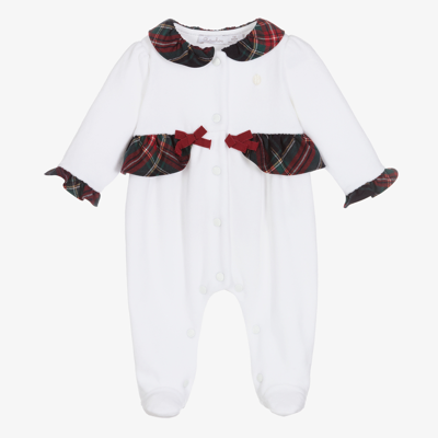 Patachou Girls White Velour Babygrow
