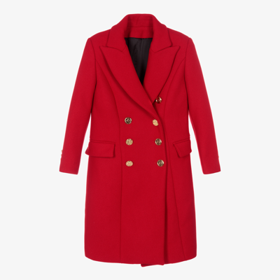 Balmain Kids Double-breasted Wool-blend Coat (12-14 Years) - Red