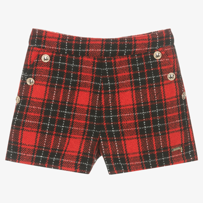 Guess Kids' Girls Red Tartan Shorts