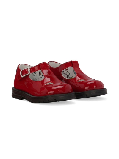 Dolce & Gabbana Kids' Polished-finish Ballerinas In Red