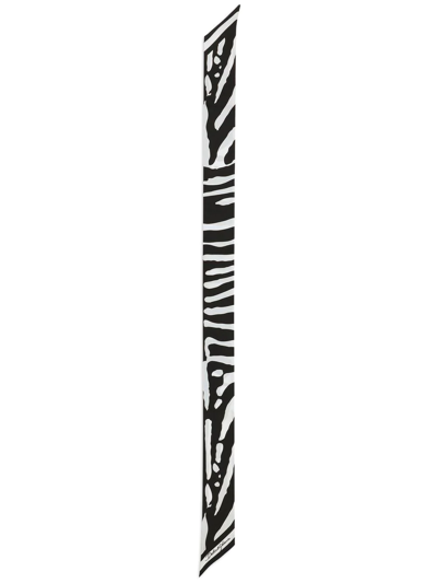 Dolce & Gabbana Zebra-print Twill Scarf In Monochrome