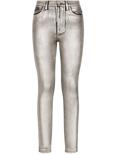 Dolce & Gabbana Audrey Metallic-effect Skinny Jeans In Silver