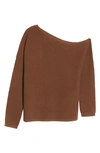 Treasure & Bond One-shoulder Thermal Knit Sweater In Brown Soil