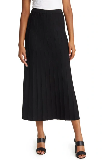 Ming Wang Pleated Pull-on Skirt In Black