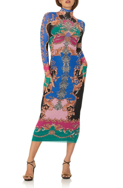 blue dresses midi Stitched Serenity Light Blue Embroidered Midi Dress