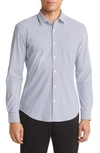 Hugo Boss Roan Slim Fit Geo Stretch Nylon Button-up Shirt In Bright Blue