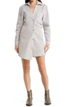 Le Jean Eliza Button-front Mini Shirt Dress In Beige