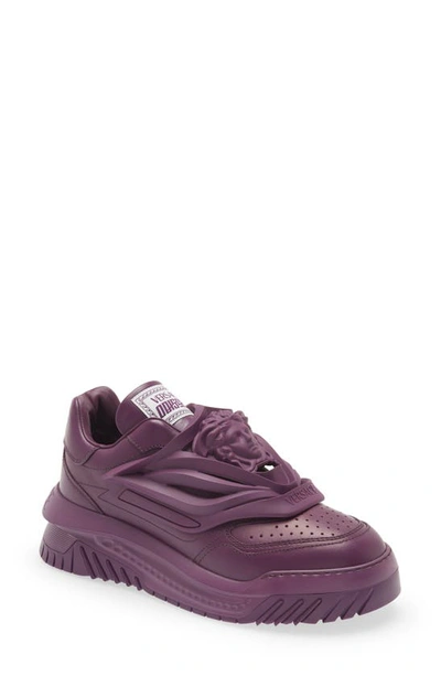 Versace Odissea Chunky Leather Sneakers In Purple