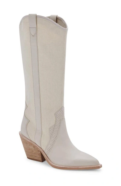 Dolce Vita Navene Western Boot In Ivory Nubuck