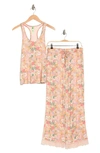 Honeydew Intimates Honeydew Lace Trim Racerback Tank & Pants 2-piece Pajama Set In Melrose Floral