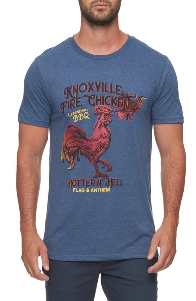 Flag And Anthem Fire Chicken Graphic T-shirt In Blue Heather