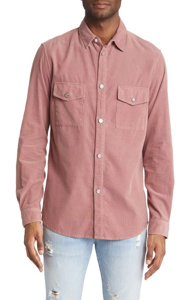 Frame Corduroy Chest Flap-pocket Detail Shirt In Pink