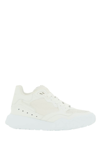 Alexander Mcqueen Man White And Silver Court Trainers