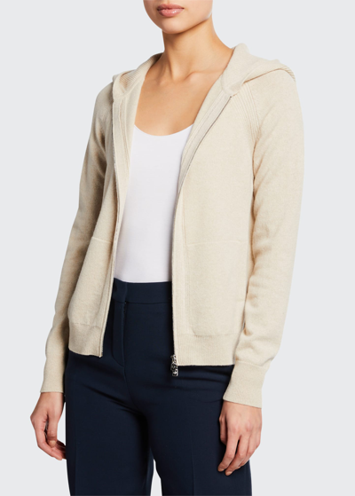 Loro Piana Merano Cashmere Zip-front Hoodie Sweater In Natural Melange