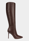 Veronica Beard Lisa Leather Stiletto Boots In Espresso Dark Bro
