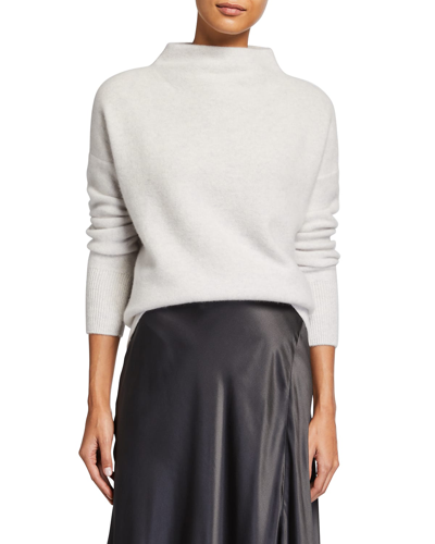 Vince Boiled Cashmere Funnel-neck Pullover In Gray