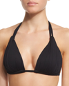 La Blanca Ruched Halter Bikini Top Women's Swimsuit In Black