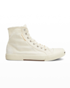 Balenciaga Men's Paris Distressed Canvas High-top Sneakers In Bianco