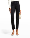 Ag Mari High-rise Slim Straight Jeans In Opulent Black