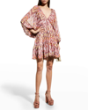 Likely Colin Abstract-print Tie-back Mini Dress In Redwood Nightshad
