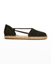 EILEEN FISHER LEE PERFORATED SUEDE FLAT ESPADRILLES