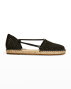 Eileen Fisher Lee Perforated Suede Flat Espadrilles In Latte