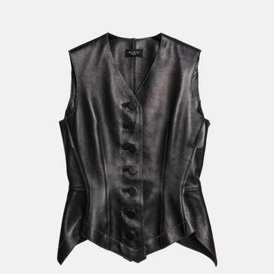 Pre-owned Alaïa Leather Shaped Vest M (fr 38) In Black