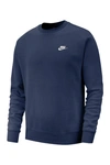 Nike Sportswear Club Fleece-back Cotton-blend Jersey Sweatshirt In Mnnavy/white