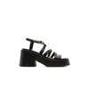 Ganni Strappy Platform Sandals In Black Calf Leather In 099 - Black