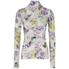 OFF-WHITE FLORAL-PRINT DRAPED STRETCH-JERSEY TOP