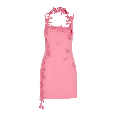 Blumarine Pink Butterfly Embroidery Mini Dress In Rosa