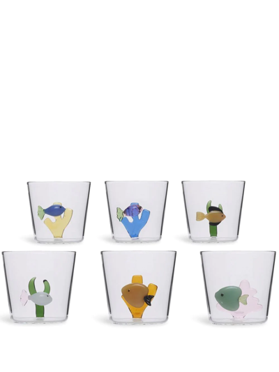 Ichendorf Milano Marine Garden Set-of-six Assorted Tumblers In Weiss