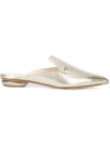 Nicholas Kirkwood Beya Metallic Textured-leather Slippers In Silver