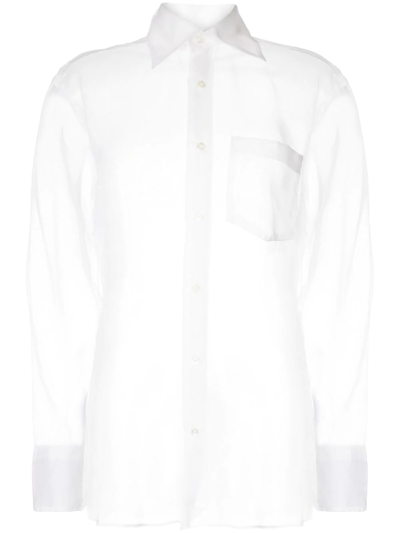 Woera Long-sleeve Sheer Shirt In White