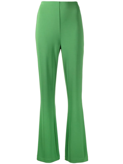 Tibi Mid-rise Flared-leg Trousers In Green