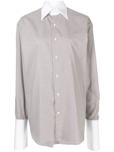 Woera Houndstooth-pattern Long-sleeved Shirt In Brown