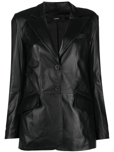 Arma Brussels Single-breasted Leather Jacket In Nero