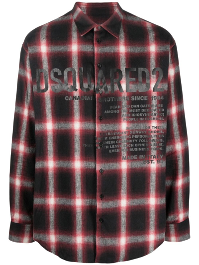Dsquared2 Logo-print Checked Cotton Shirt In Fantasy
