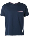 Thom Browne Jersey Cotton Short Sleeve Pocket Tee In Blue