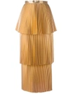 Stella Mccartney Plisse Tiered Metallic Skirt