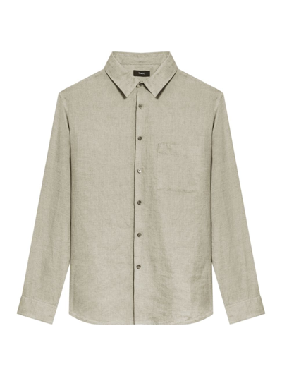 Theory Irving Linen Shirt In Fossil