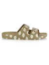 Freedom Moses Camo-print Two-strap Slides In Daisy Dot Khaki