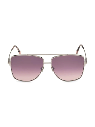 Tom Ford Women's Reggie 61mm Navigator Sunglasses In Silver/bordeaux