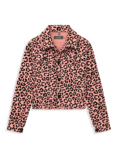 Dl Premium Denim Kids' Girl's Manning Cheetah Jacket In Pink Leopard