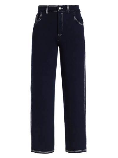 Barrie Contrast Stitch Straight-leg Pants In Nero Navy Niveous