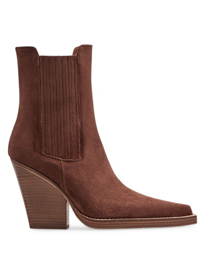 Paris Texas Dallas Suede Western Ankle Boots In Brown