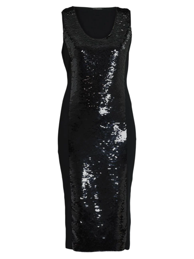 Marina Rinaldi Plus Size Gioiello Sequin Scoop-neck Dress In Black