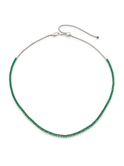 Adriana Orsini Loveall Rhodium-plated Cubic Zirconia Single Tennis Necklace In Silver Emerald