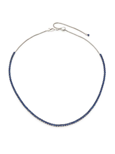 Adriana Orsini Loveall Rhodium-plated Cubic Zirconia Single Tennis Necklace In Silver Sapphire